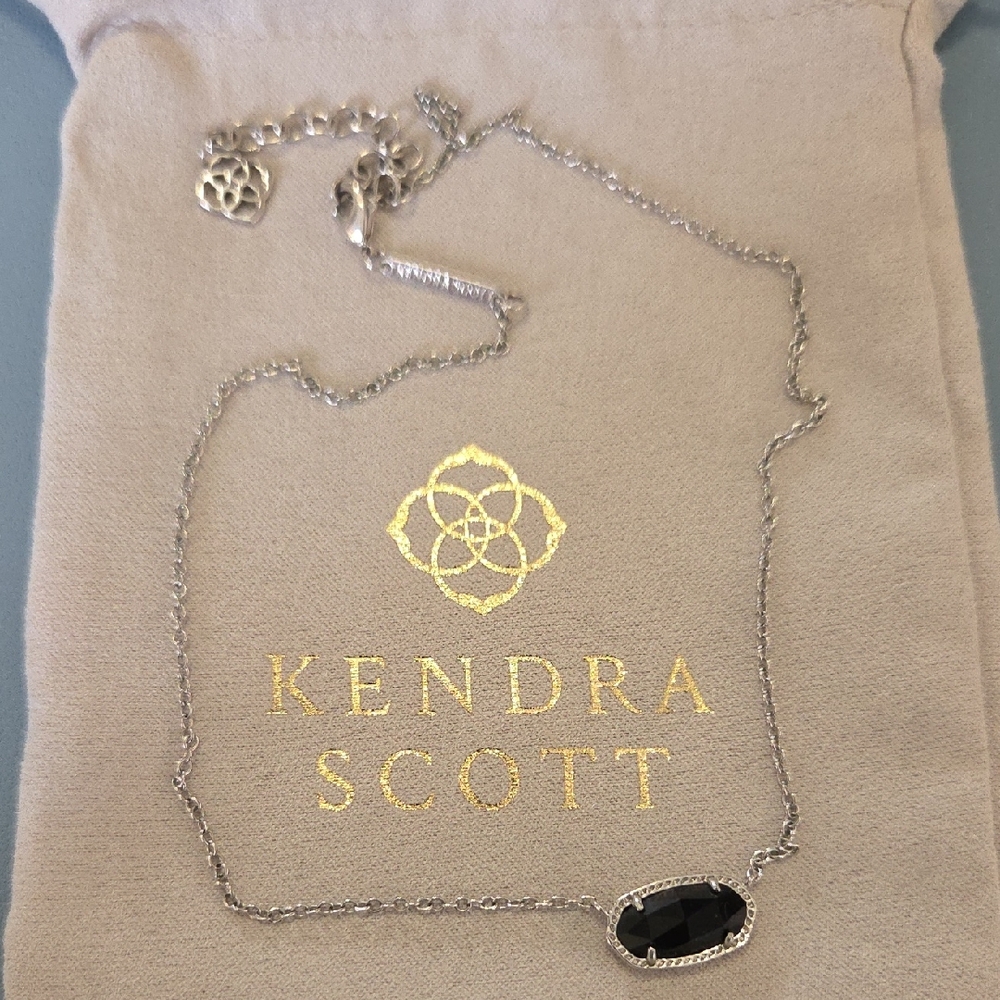 Kendra Scott Silver Necklace with Dark Stone